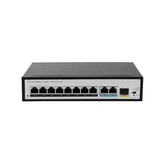JideTech 100 Gigabit 11-port PoE Switch with Switching Capacity 7.6Gbps(508EP-2G1SFP)