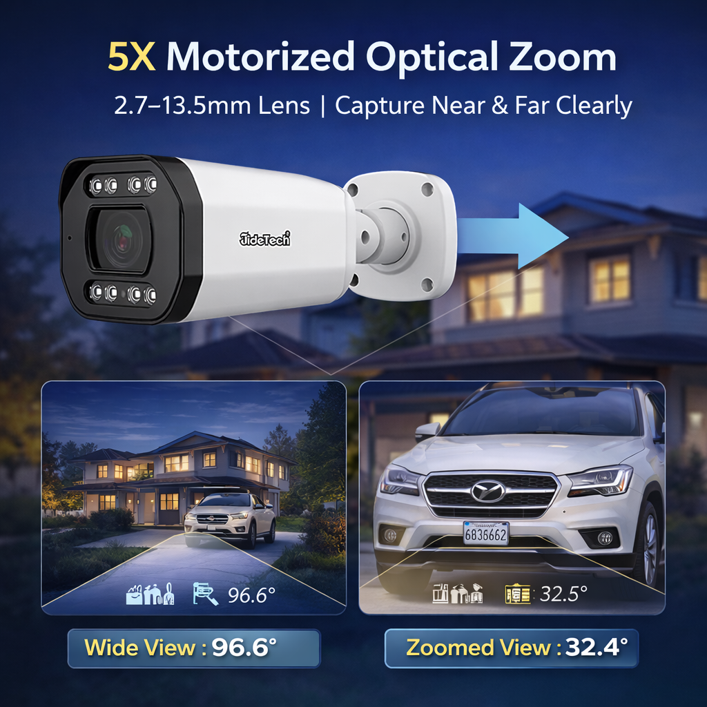 JideTech 8MP 5X Motorized Zoom Full Color Night Vision PoE IP Camera (BC2V-8MP)