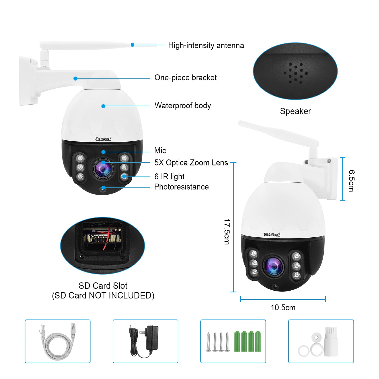 JideTech 5MP/8MP WiFi 5X Zoom PTZ IP Camera (P3-5X-5MPW)