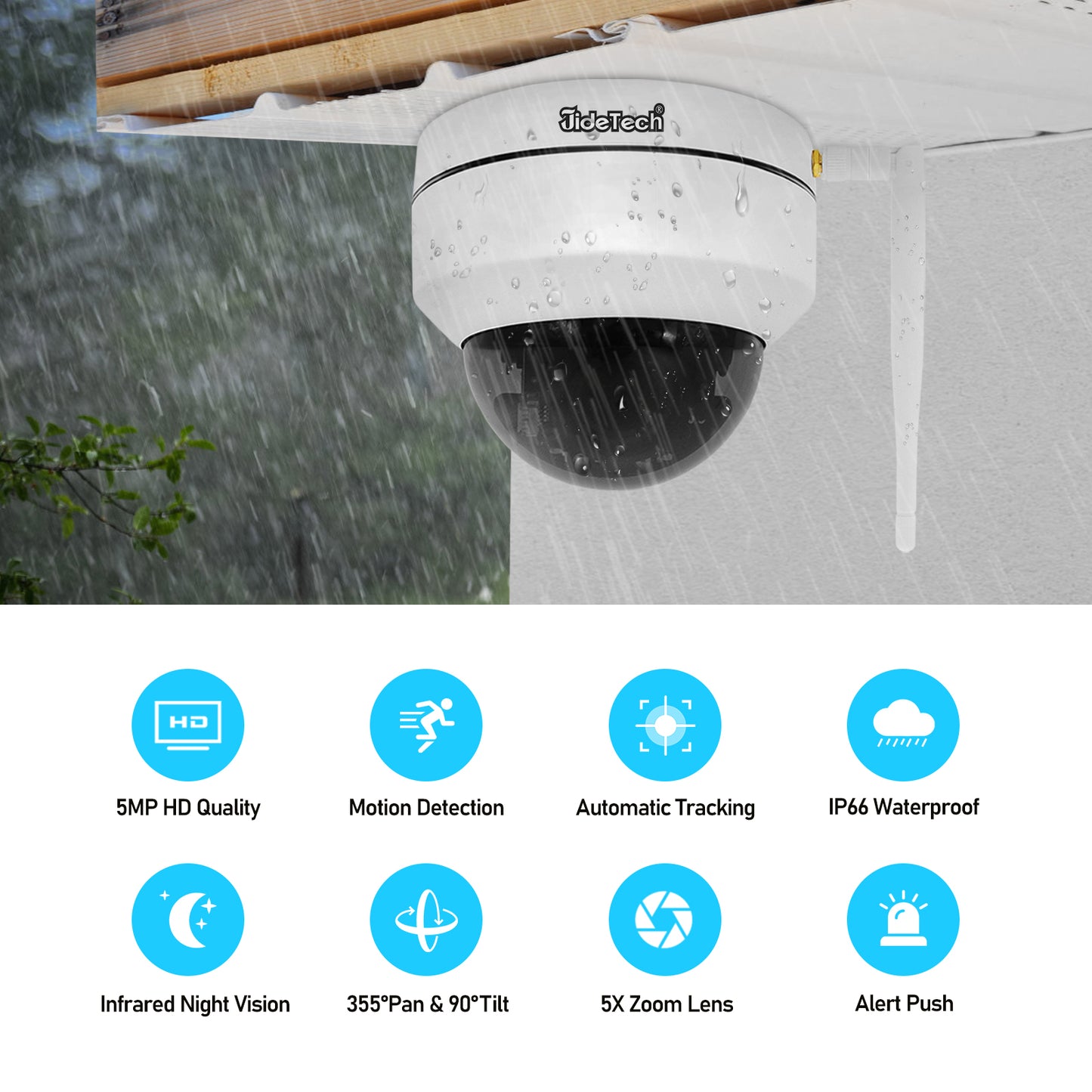 JideTech 5MP Wifi 5X Optical Zoom PTZ Camera(P1-5X-5MPW)