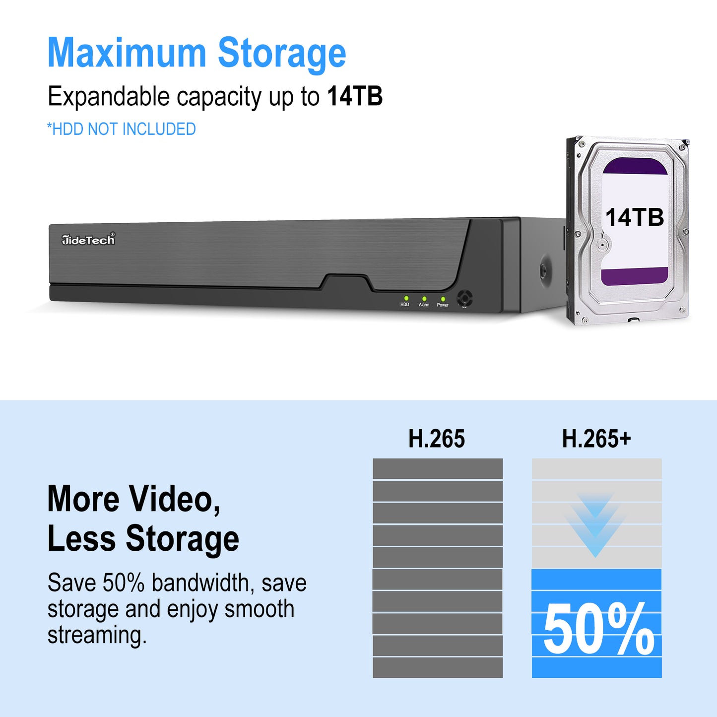 JideTech 16CH PoE Network Video Recorder