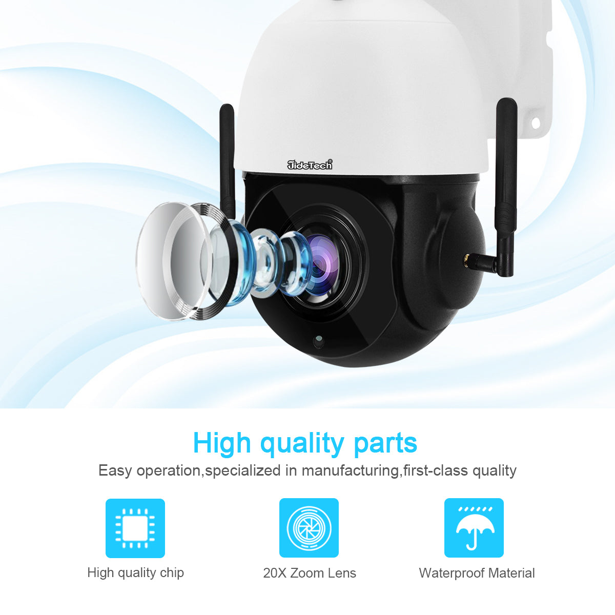 JideTech 5MP/8MP WIFI 20X Zoom PTZ IP Camera(P2-20X-5MPW)