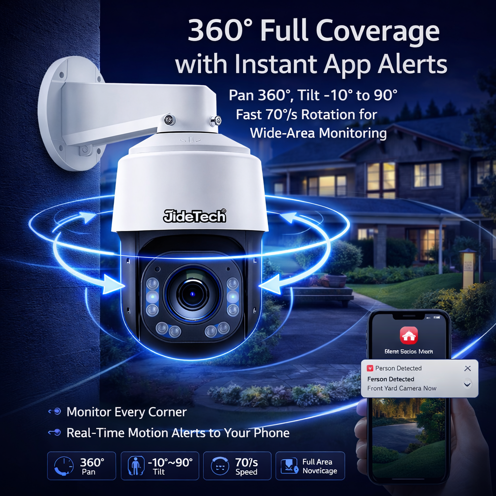 JideTech 5MP/8MP PoE 20X Zoom PTZ Camera With Wipper (P7-20X-5MP)