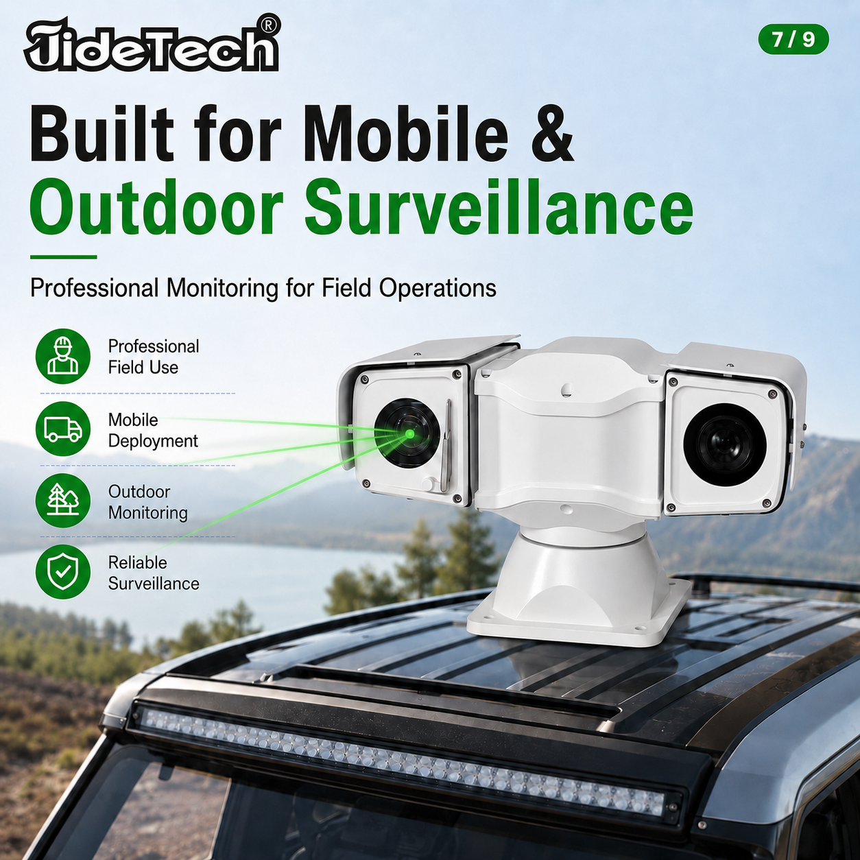 LC002 4MP 36X Green Laser PTZ Camera with 1W Laser, 150m Distance, POE & Adjustable Beam Size