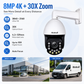 JideTech 8MP 30X Absolute Positioning PoE PTZ Camera with 500m IR Night Vision