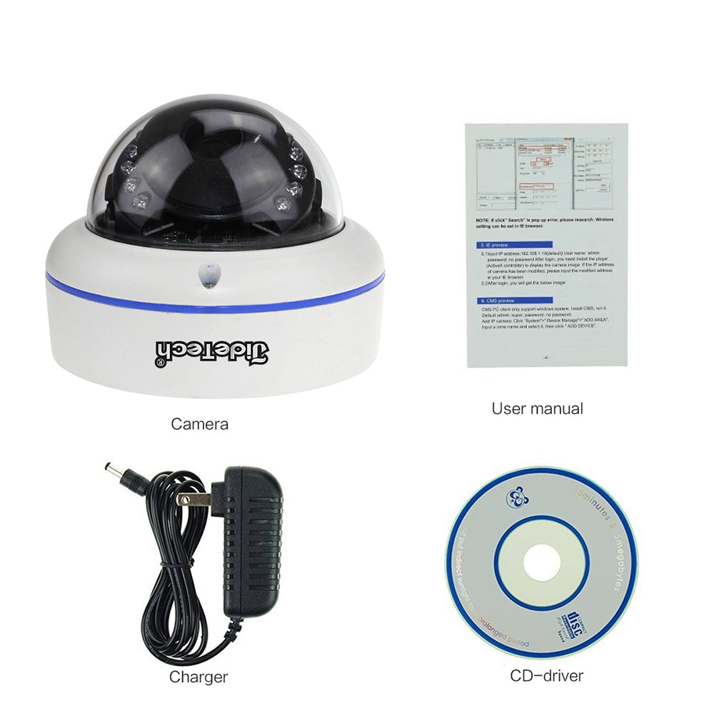 JideTech 5MP/8MP PoE Dome IP Surveillance Camera (DM01-5MP)