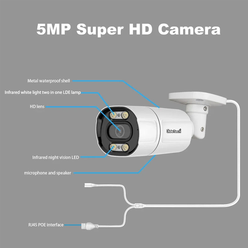 JideTech 5MP/8MP POE Bullet Network Security Camera (BC9-5MP)