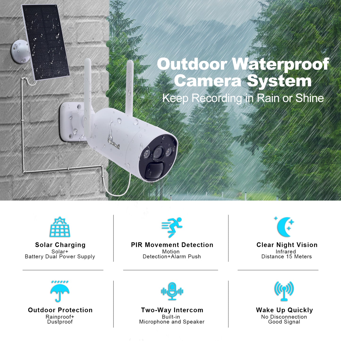 JideTech WiFi 8CH 4MP Mini Solar Powered Camera Kit(NS1-8H-4MPW)