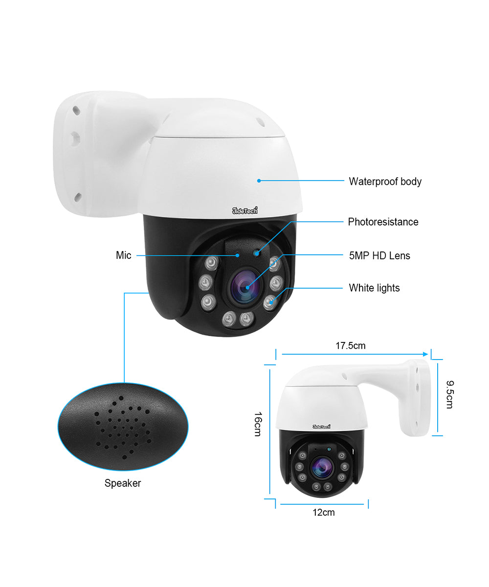 JideTech 5MP 4X Zoom PoE IP Camera Two Way Audio (P6-4X-5MP)