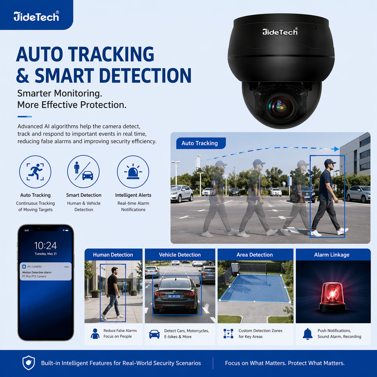 JideTech IP PoE Kamera Außen-/Innenbereich Wasserdichte IP66 Nachtsichtkamera (P1 Plus-5X-8MPB)