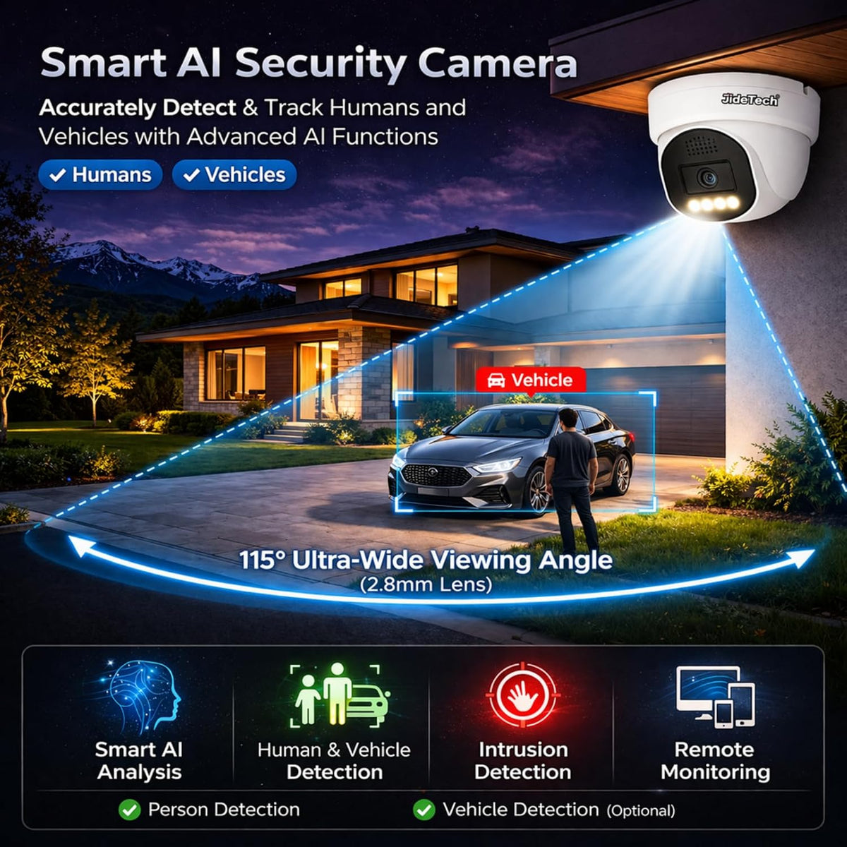 JideTech DM10 5MP/8MP Wise-ISP PoE Dome IP Camera – Color Night Imaging