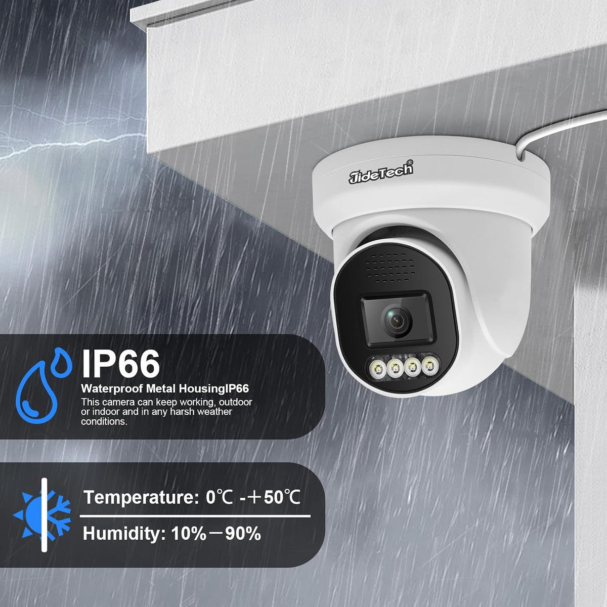 JideTech DM10 5MP/8MP Wise-ISP PoE Dome IP Camera – Color Night Imaging