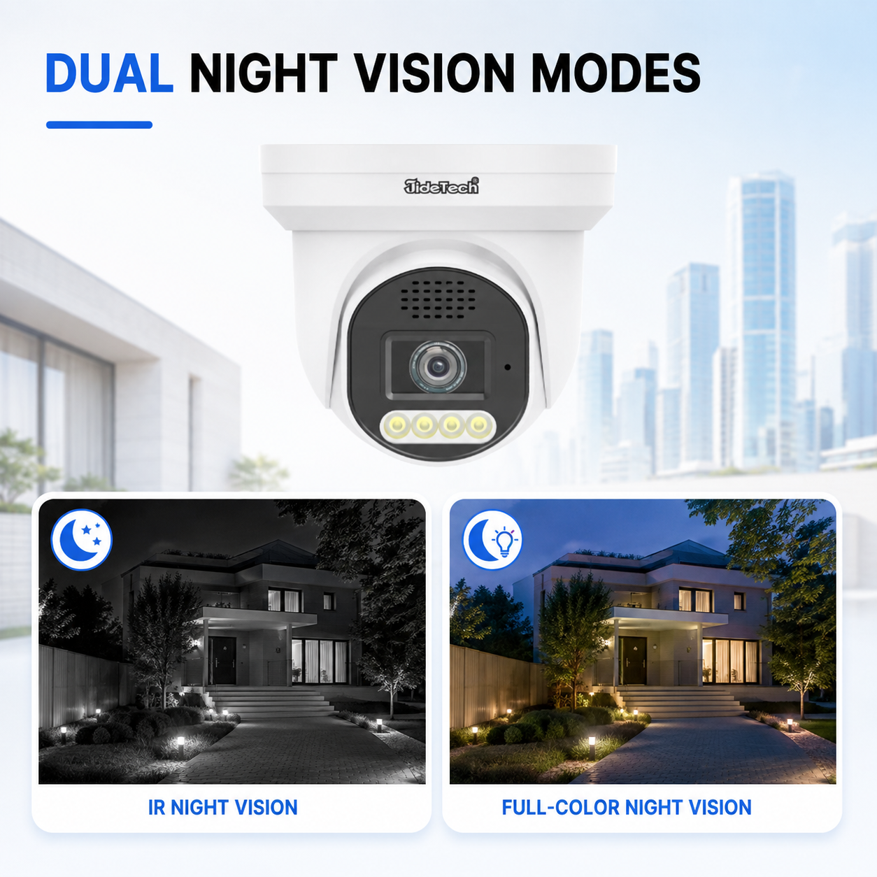JideTech DM10 8MP PoE Turret IP Camera with Full-Color Night Vision