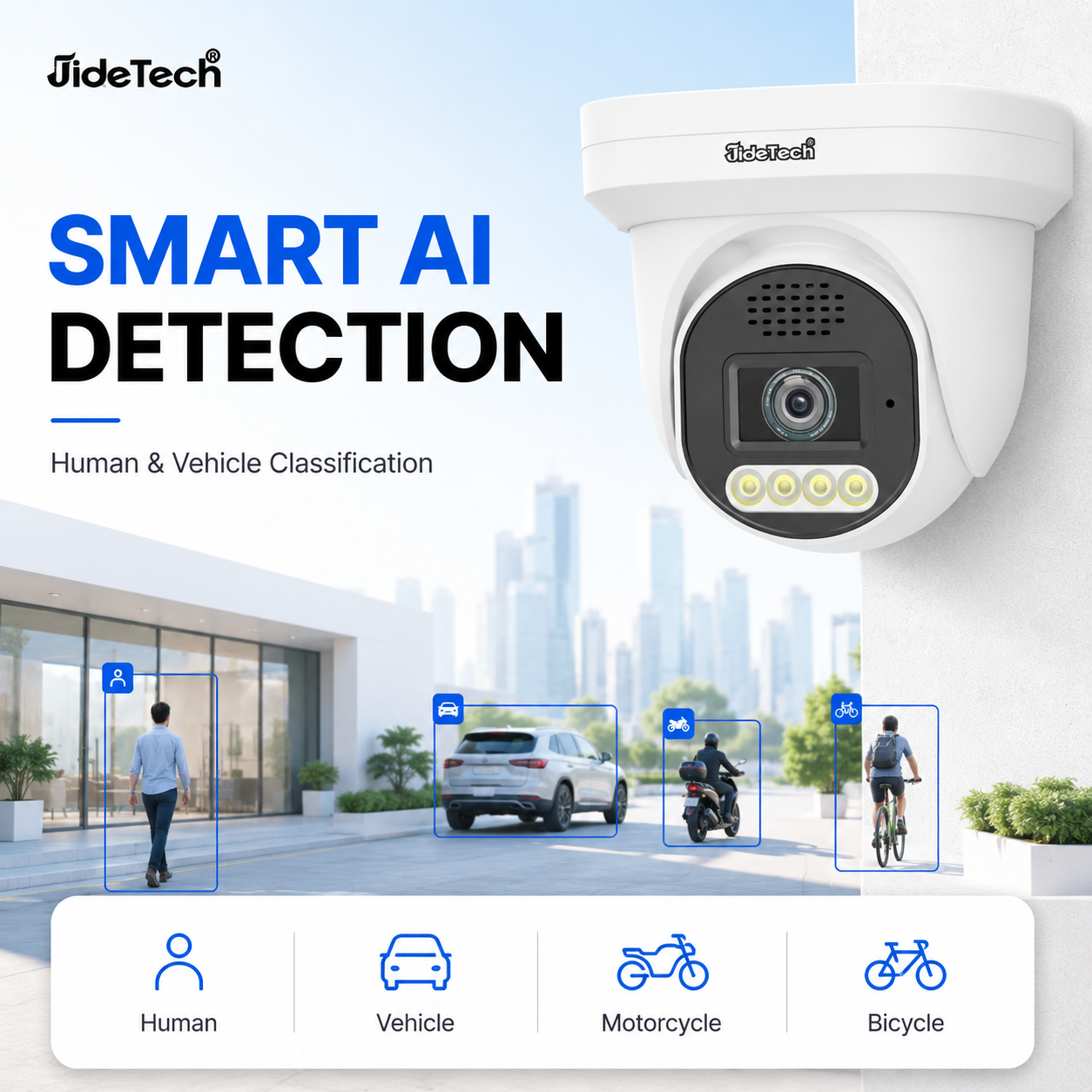 JideTech DM10 8MP PoE Turret IP Camera with Full-Color Night Vision