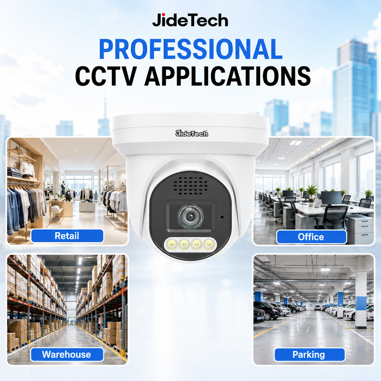 JideTech DM10 8MP PoE Turret IP Camera with Full-Color Night Vision