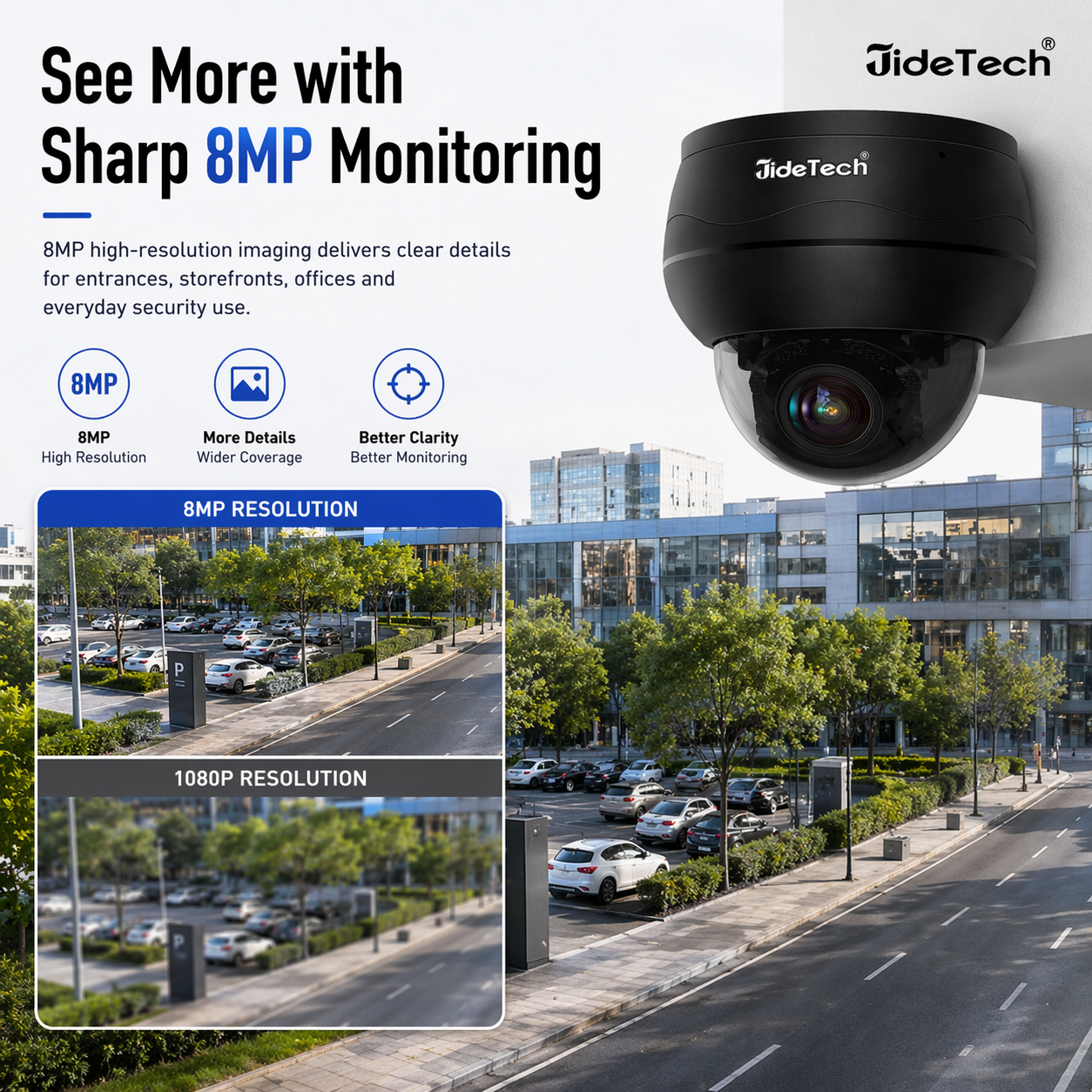JideTech IP PoE Kamera Außen-/Innenbereich Wasserdichte IP66 Nachtsichtkamera (P1 Plus-5X-8MPB)