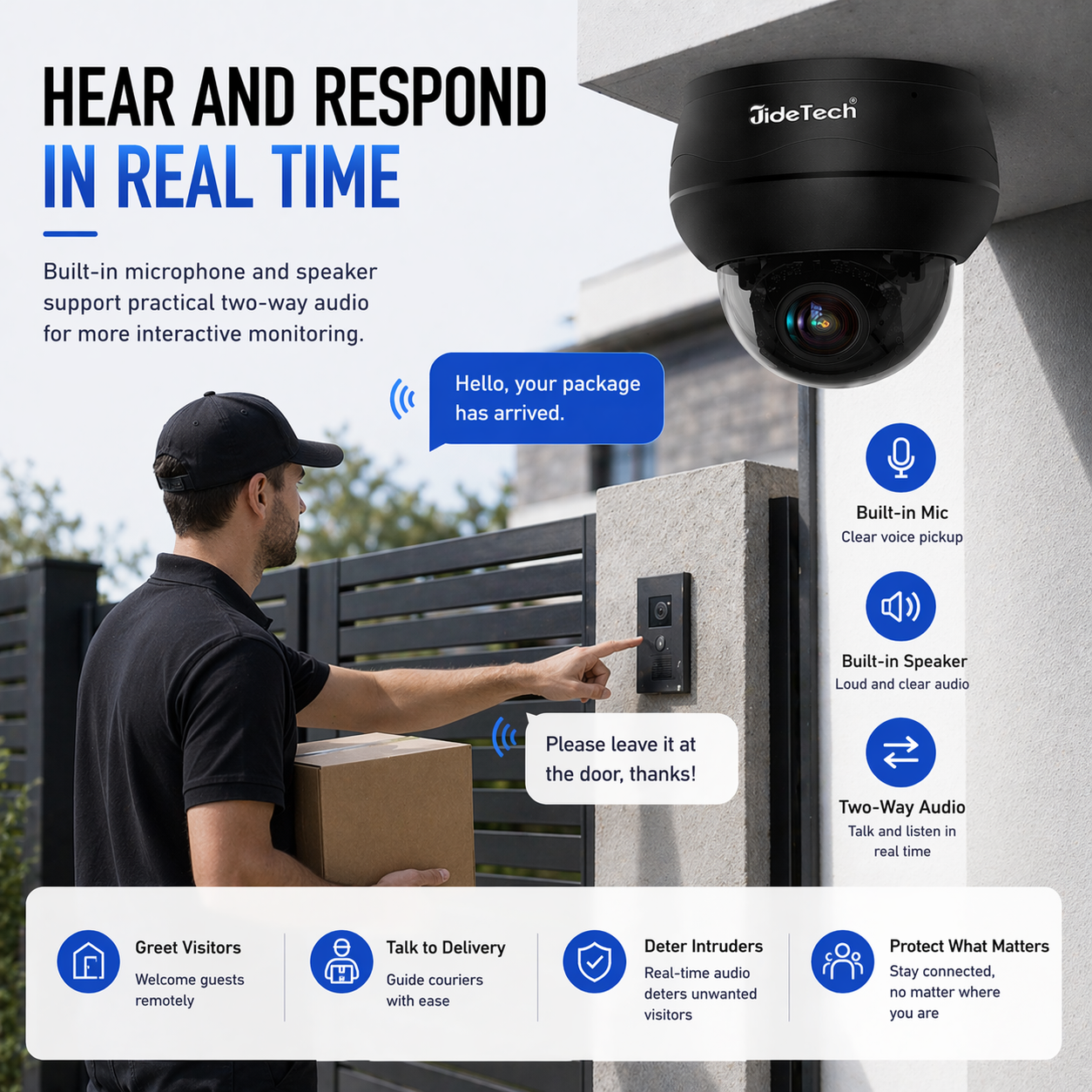 JideTech IP PoE Kamera Außen-/Innenbereich Wasserdichte IP66 Nachtsichtkamera (P1 Plus-5X-8MPB)