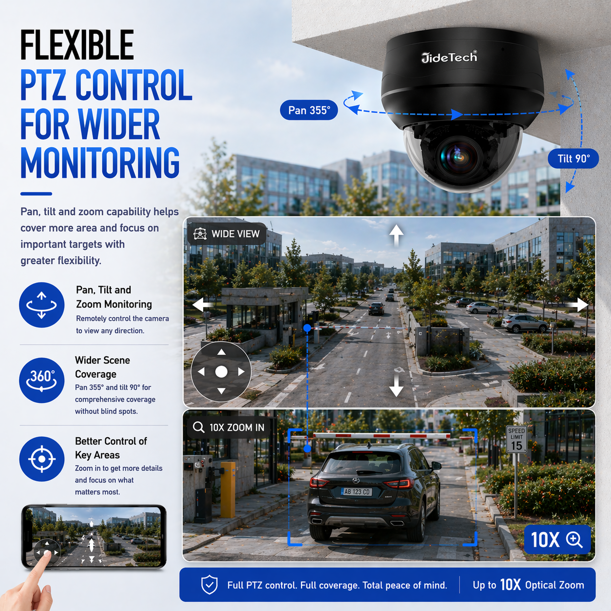 JideTech IP PoE Kamera Außen-/Innenbereich Wasserdichte IP66 Nachtsichtkamera (P1 Plus-5X-8MPB)