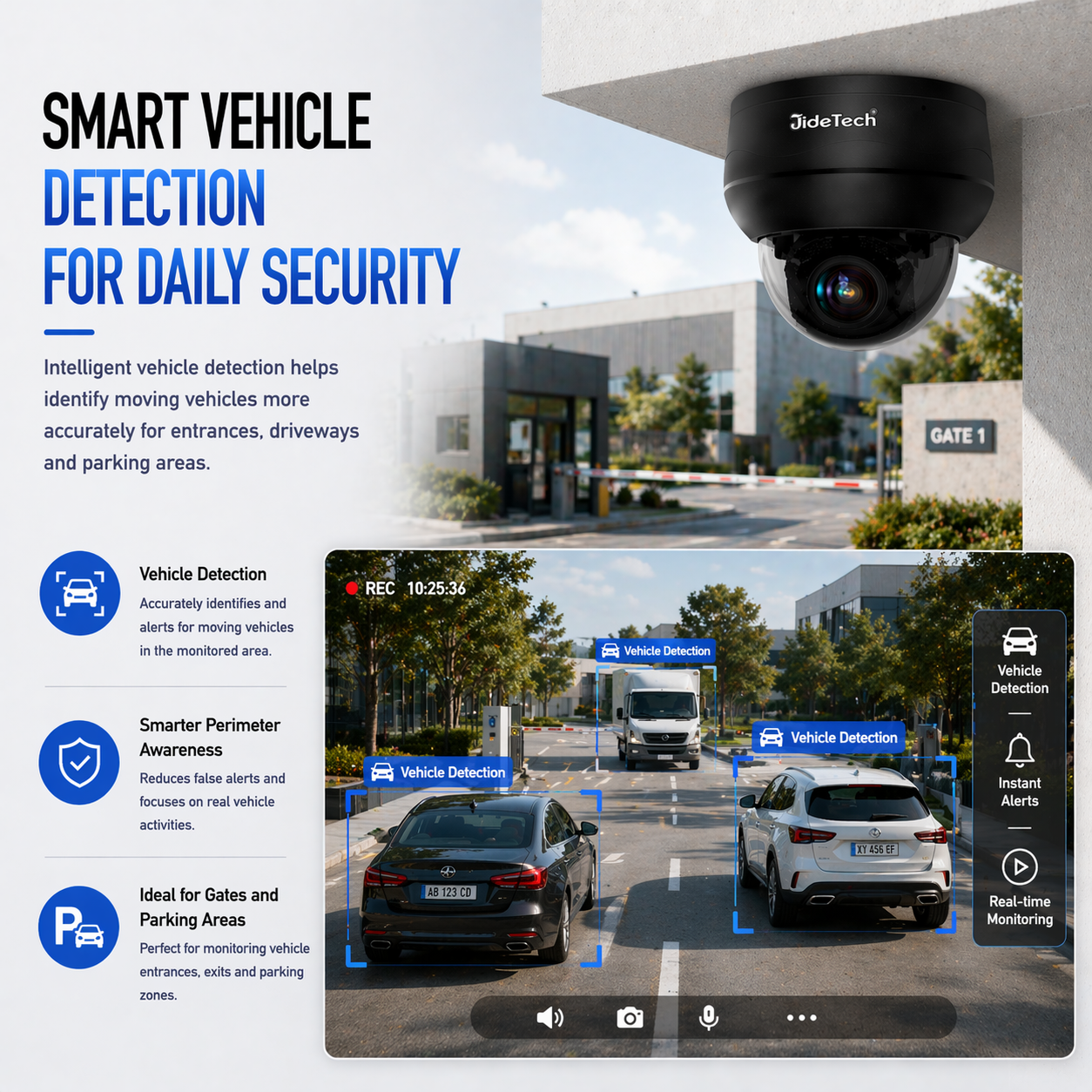JideTech IP PoE Kamera Außen-/Innenbereich Wasserdichte IP66 Nachtsichtkamera (P1 Plus-5X-8MPB)