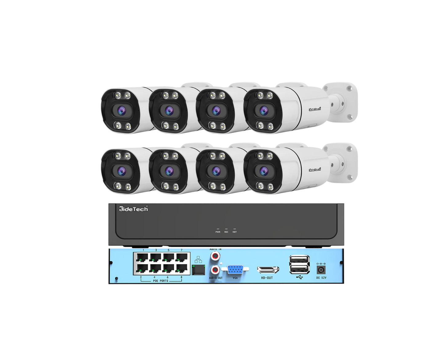 JideTech 8H 5MP Professional PoE CCTV System POE NVR Kits) (NK2-8H-5MP)