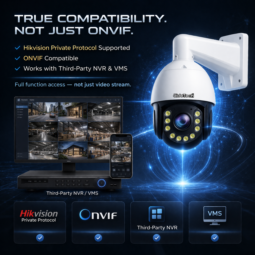 JideTech 8MP 20X Optical Zoom Absolute Positioning PoE PTZ IP Camera (P22-20X-8MP)