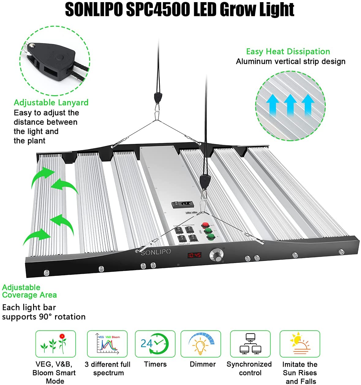 JideTech 2196 Sam-sung LEDs Full Spectrum Led Grow Light 450 W Dimmable Indoor Plant For Vertical Farming (SPC4500-450W)