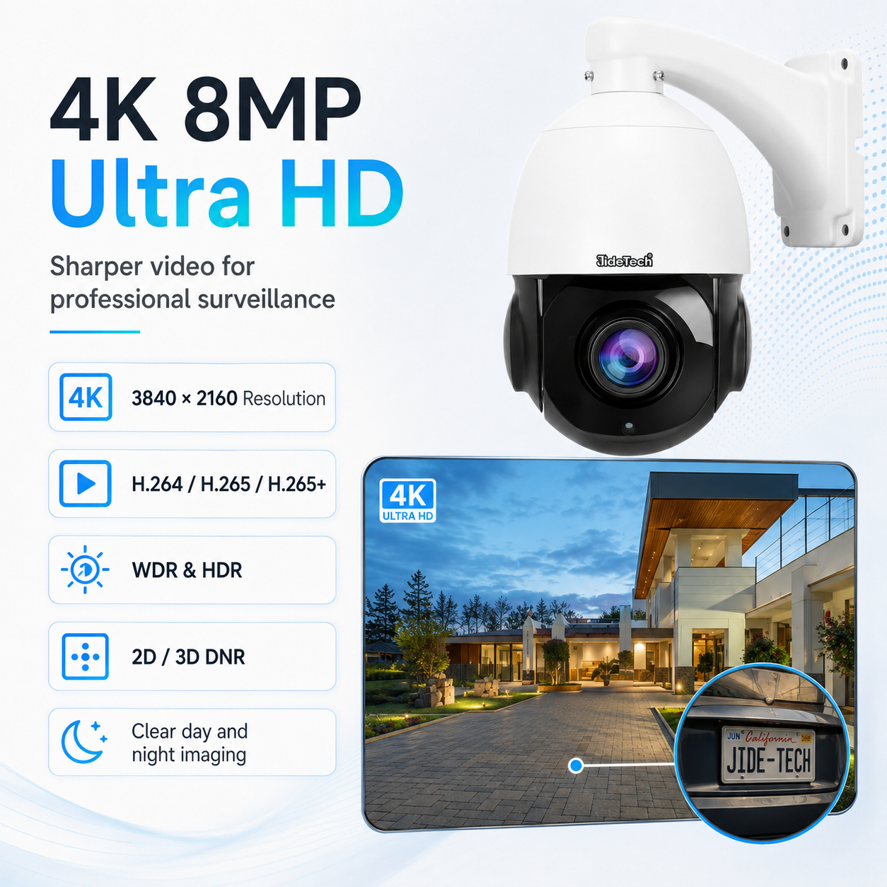 JideTech 5MP 20X Zoom Outdoor PTZ Überwachungskamera (P10-20X-5MP) 