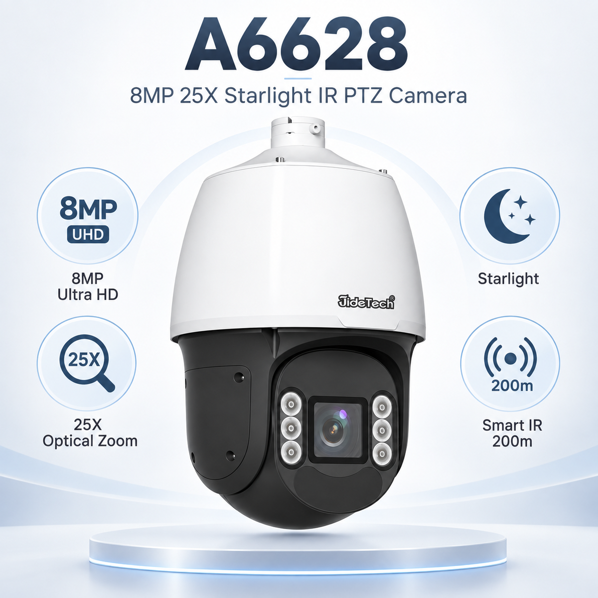 JideTech A6628 8MP 25X Starlight IR PTZ camera with Wise-ISP AI