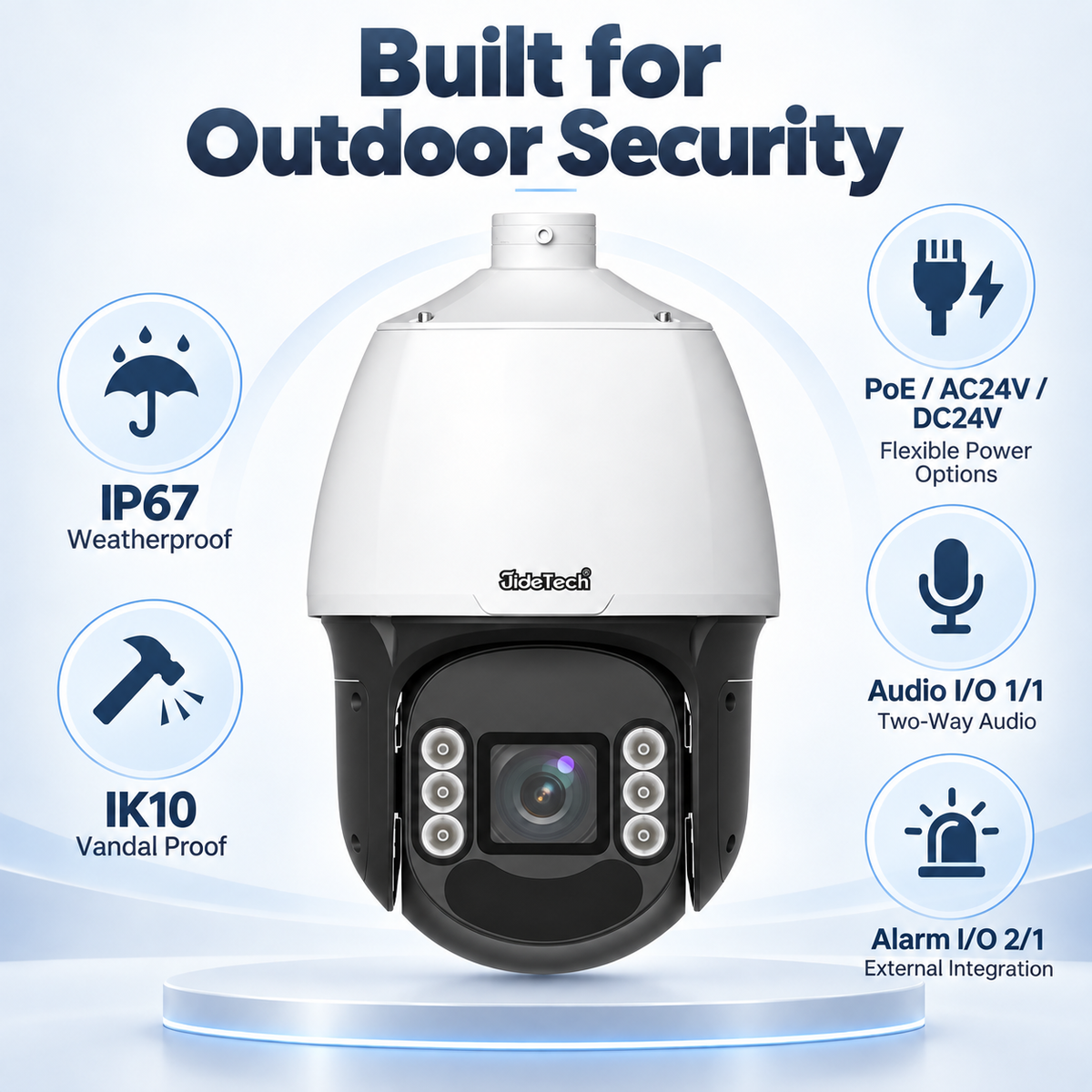 JideTech A6628 IP67 IK10 outdoor PoE PTZ camera