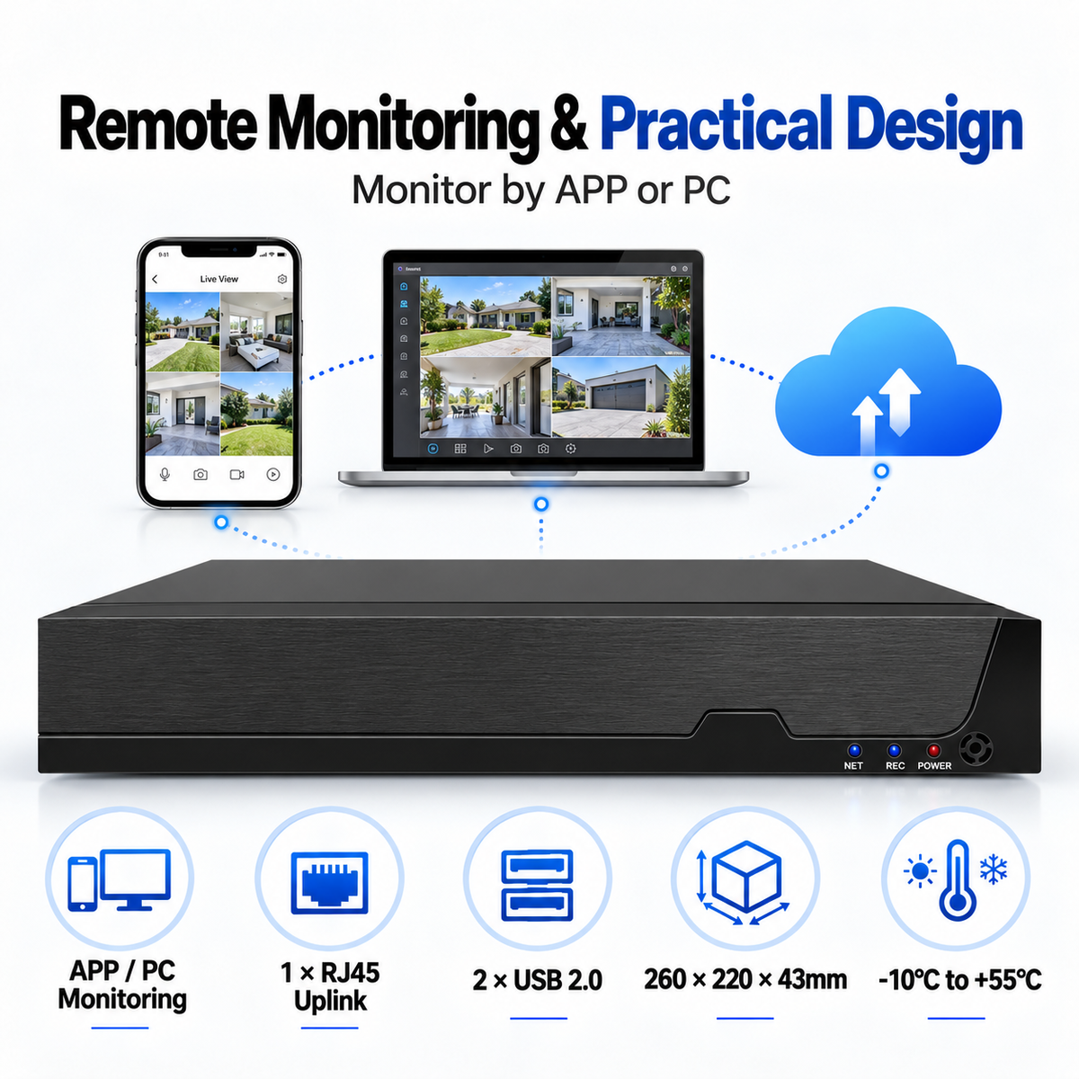 JideTech MN6108-P NVR remote monitoring by APP and PC with practical design