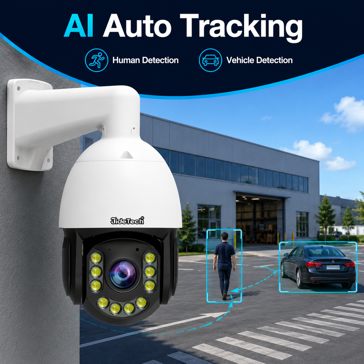 JideTech 5MP 30X Auto Tracking PoE PTZ Camera Full Color Night Vision P22