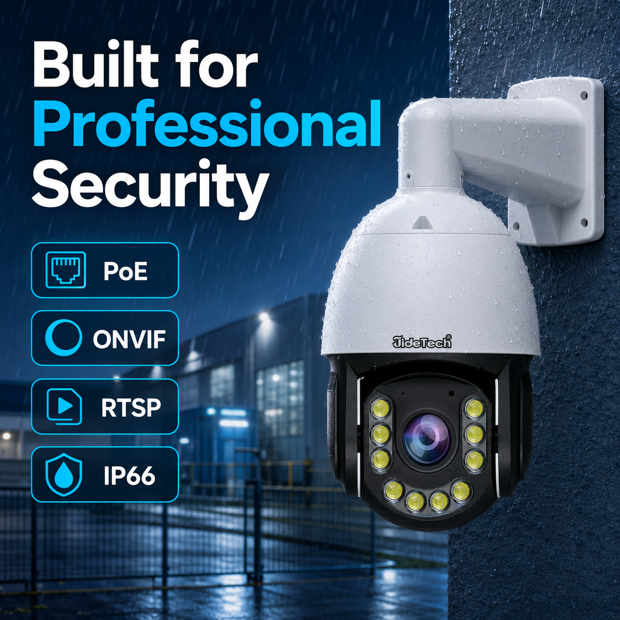 JideTech 5MP 30X Auto Tracking PoE PTZ Camera Full Color Night Vision P22