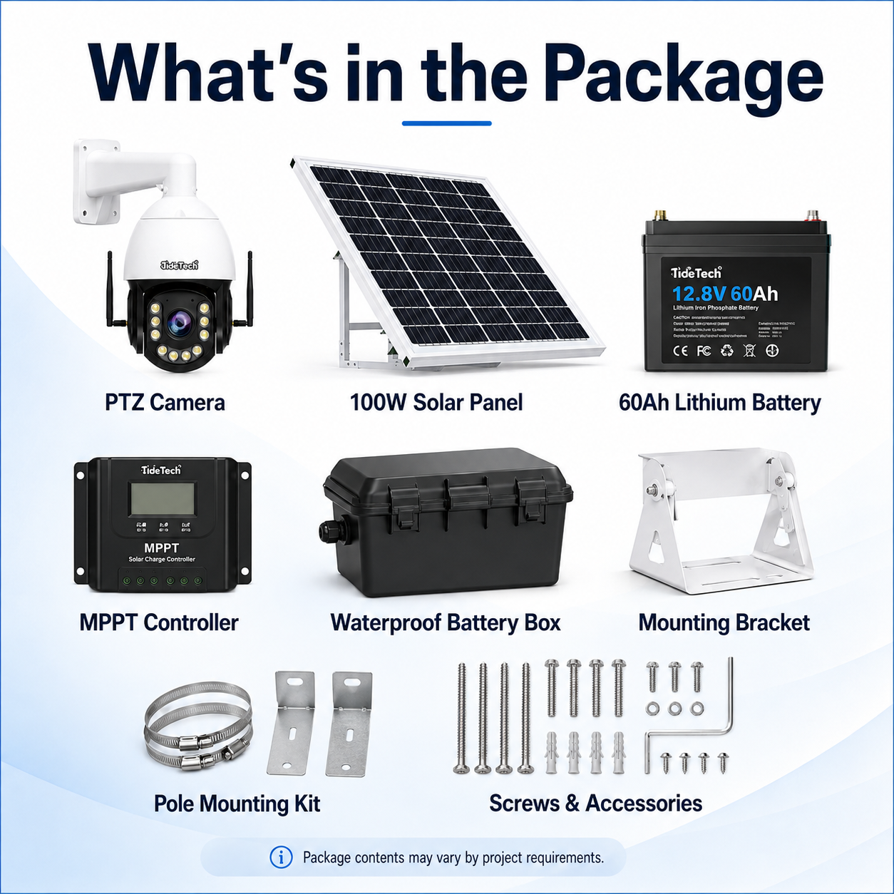 JideTech P22 8MP 30X 4G OpenVPN Solar PTZ Camera System with 100W Panel & 60Ah Battery