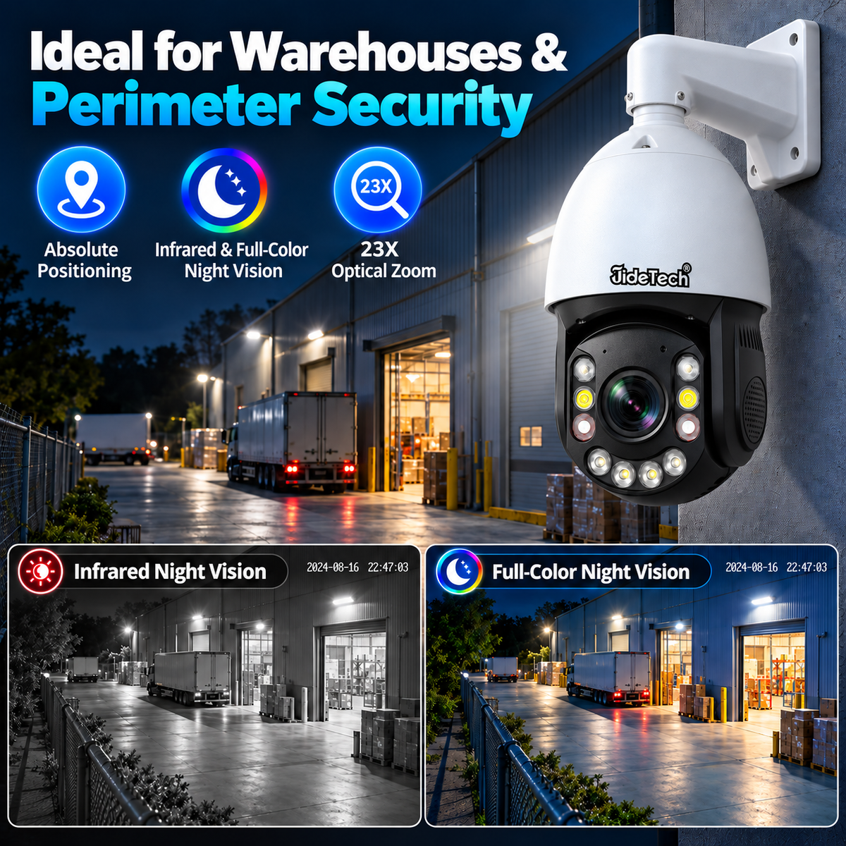 JideTech 12MP 23X Optical Zoom PoE PTZ IP Camera Absolute Positioning (P22)
