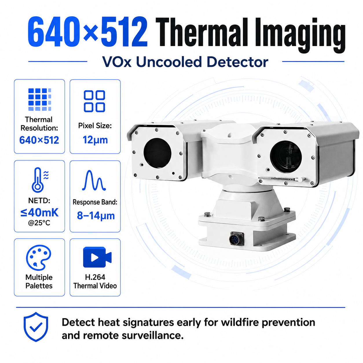 LC005 8MP 40X Thermal PTZ Camera for Forest Fire Detection with Temperature Measurement