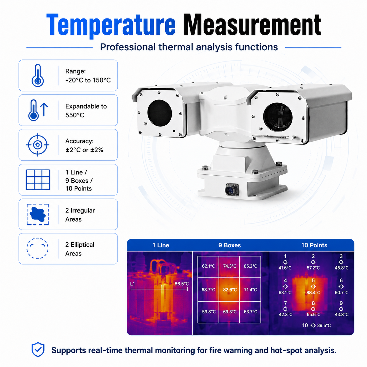 LC005 8MP 40X Thermal PTZ Camera for Forest Fire Detection with Temperature Measurement