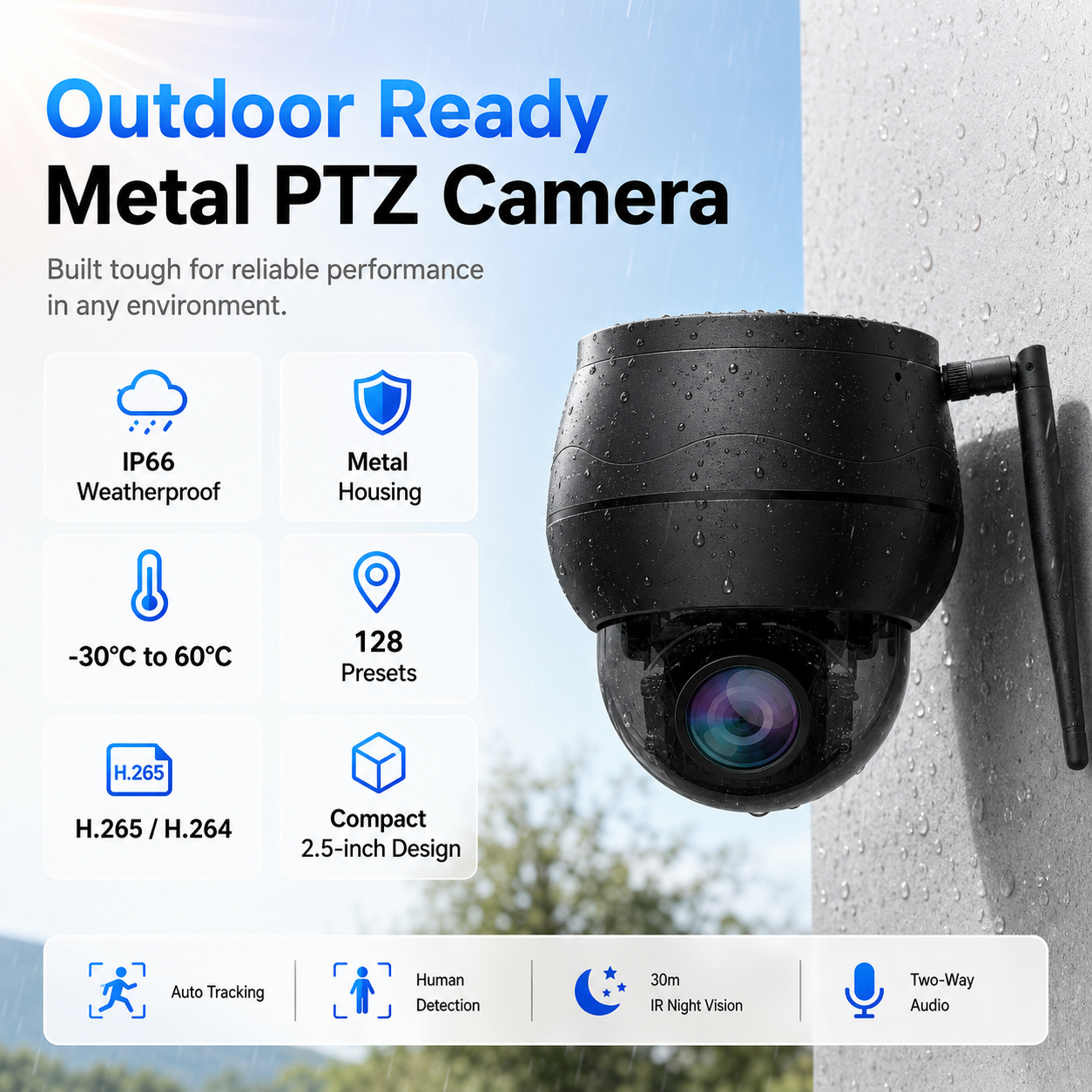 JideTech P1 Plus 5X Optical Zoom WiFi PTZ Security Camera 5MP/8MP with CamHi Pro, Human Detection & Auto Tracking