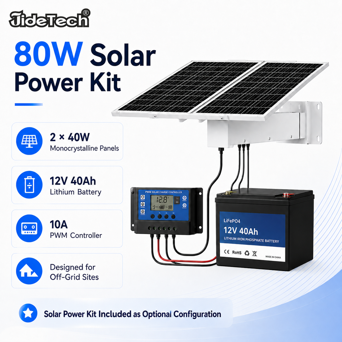 P2 80W Solar 40Ah Battery Kit