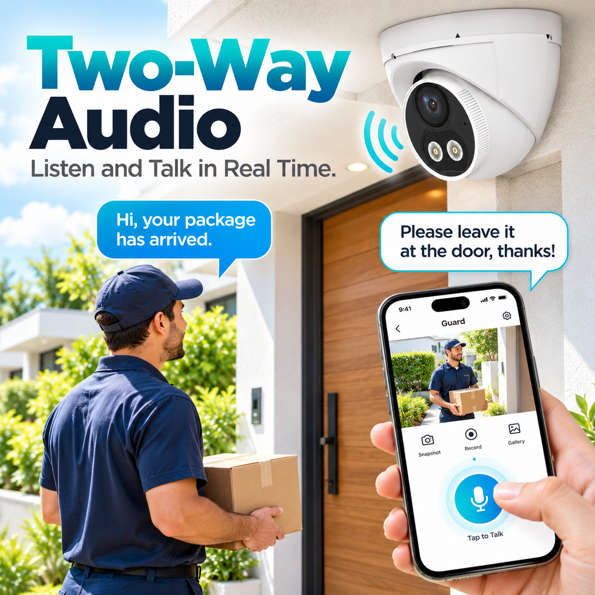 JideTech 12MP 20FPS PoE Turret IP Camera with Smart Dual Light, Human & Vehicle Detection, ONVIF