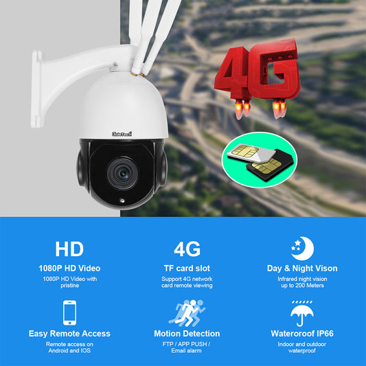 JideTech 5MP PTZ Camera Auto Tracking CCTV Camera Supporting 4G Network (P2-20X-5MPW4G)