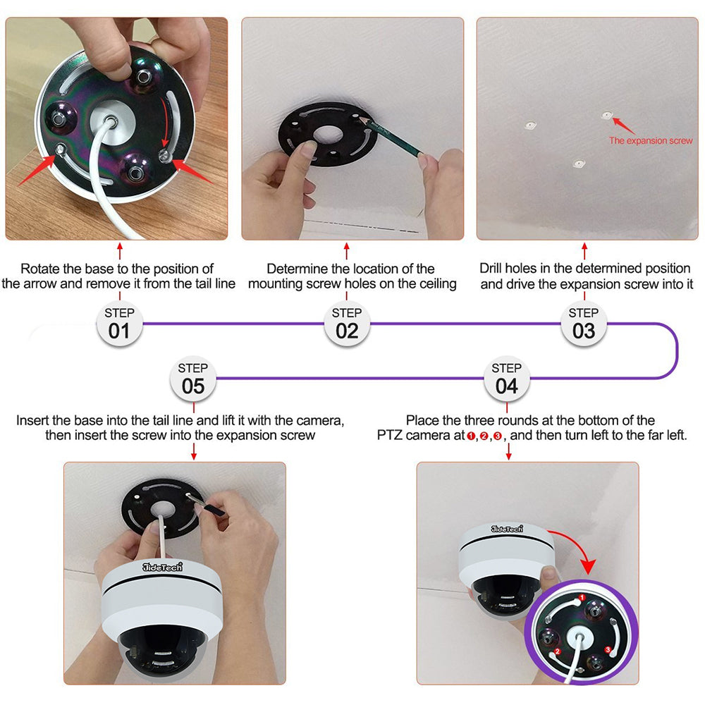 JideTech 5MP PTZ Dome IP Camera With POE Module with SD Card Slot Free Shipping (P1-4X-5MP) EU Stock