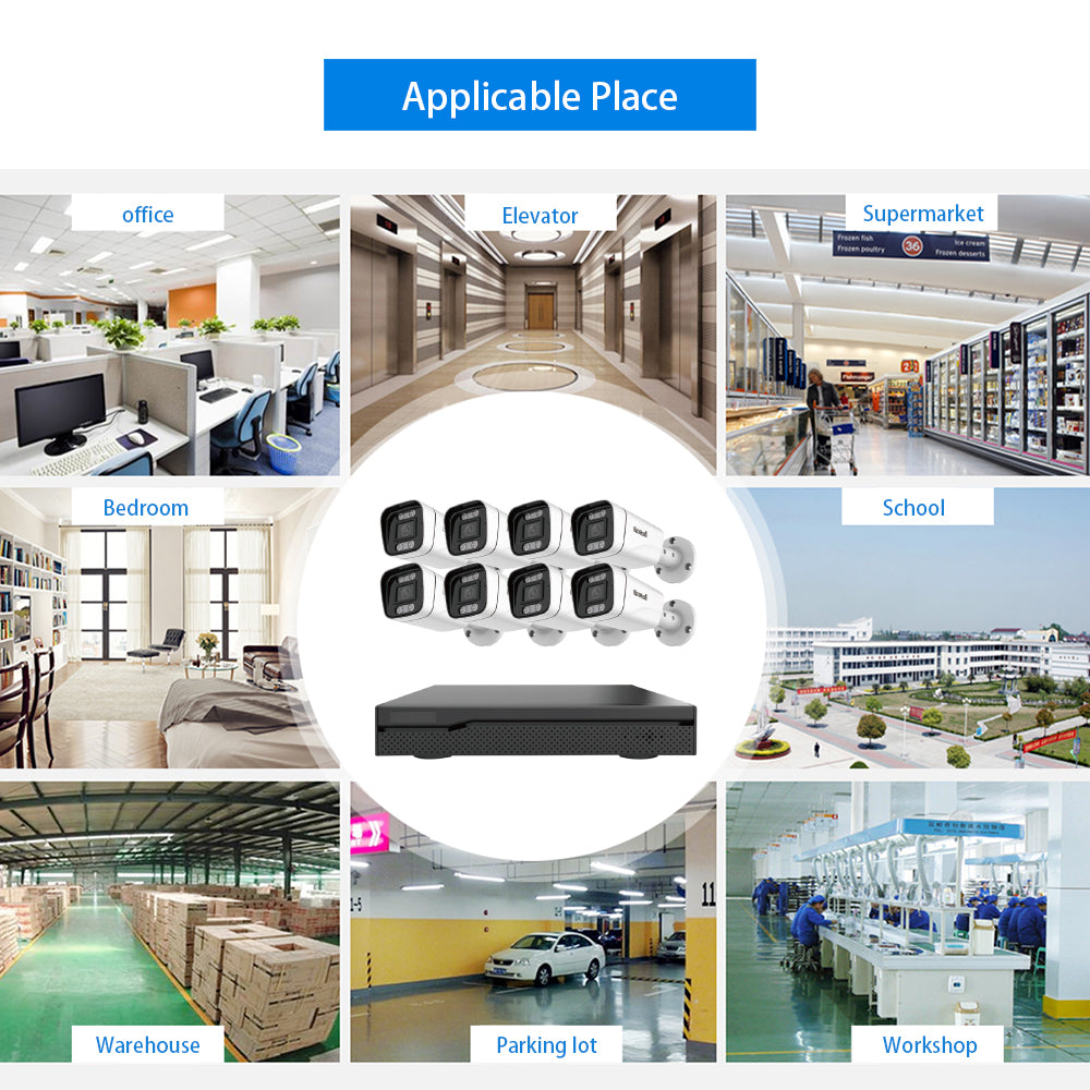 JideTech 5MP 8CH POE IP Camera Security System Outdoor (NK3-8H-5MP)